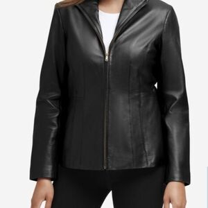 NWT Cole Haan Women's Classic Black Leather Jacket